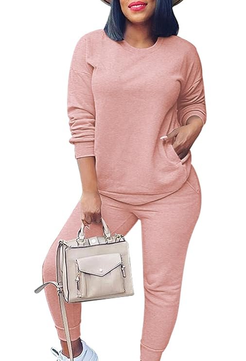 Fixmatti Women Pullover Hoodie Pockets Sweatpants Sport Jogger Sweatsuit