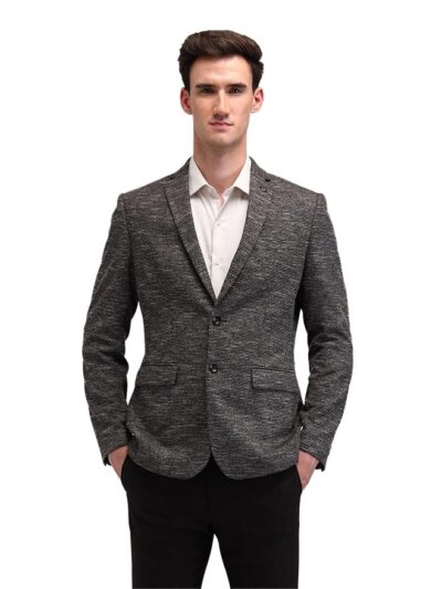 Arrow Mens Brown Self-Design Notch Collar Long Sleeve Formal Polyester Slim Fit Blazer