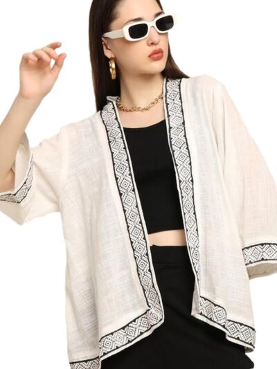 KE KANHA EXPORTS Shrugs for Women Stylish | Cover up on Jeans Tops for Women | Western Beach Outfits | Summer Clothes | Kimono Length Option Short | Medium | Long - S