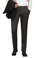 Louis Philippe Men's Regular Fit Mid Rise Premium Fabric Pleated Formal Trouser