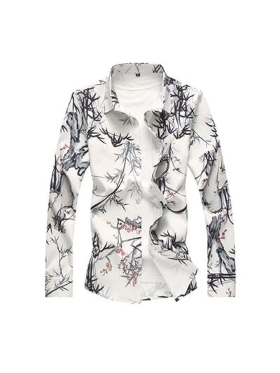 ZAFONI Men Shirts, Plus Size Men Shirt Autumn Printing Long Sleeve Shirts Mens Clothes Casual Shirts Men